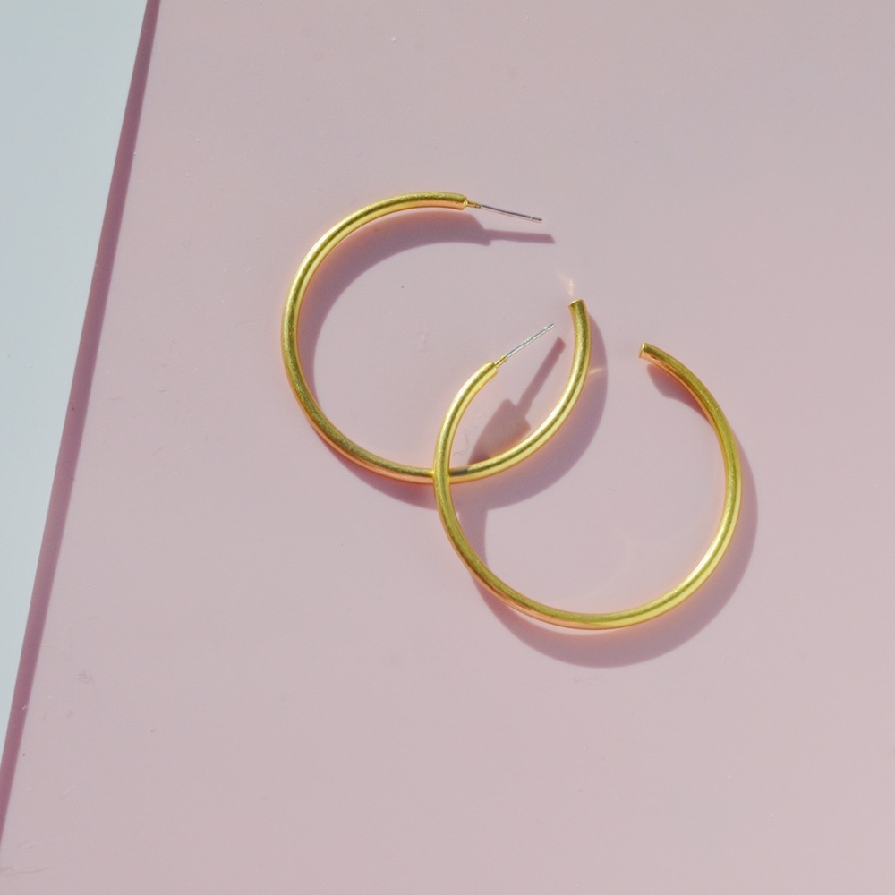 NWOT Madewell Medium Hoop Earrings Silver Posts - Picture 5 of 7